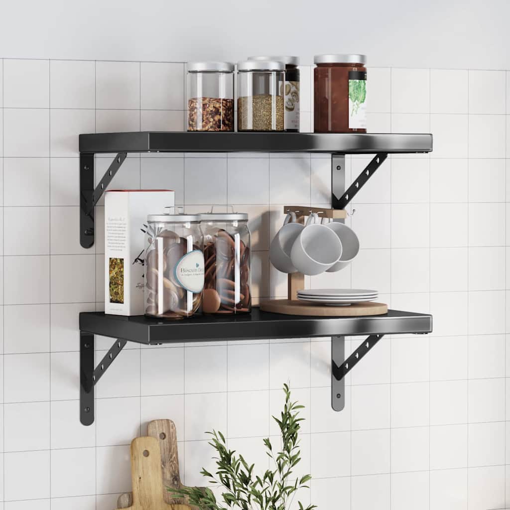 Wandschappen 2 st 50x30 cm roestvrijstaal zwart is nu te koop bij PeponiXL, paradijselijk wonen!