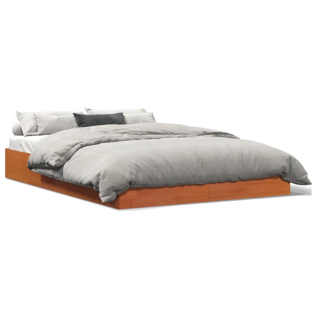 Bedframe zonder matras massief grenenhout wasbruin 140x200 cm is nu te koop bij PeponiXL, paradijselijk wonen!