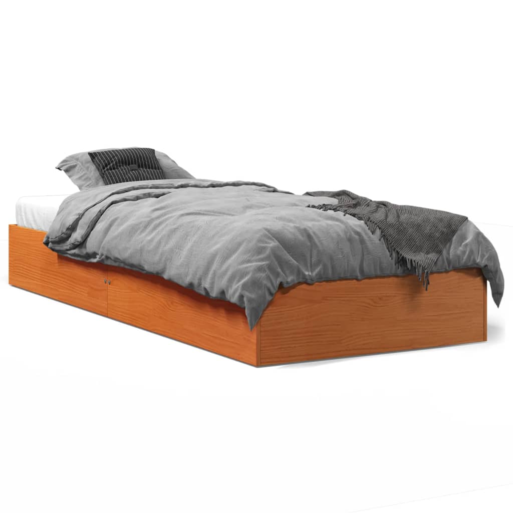 Bedframe zonder matras massief grenenhout wasbruin 90x190 cm is nu te koop bij PeponiXL, paradijselijk wonen!