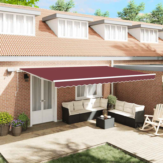 Luifel handmatig uittrekbaar met LED 500x300 cm bordeauxrood is nu te koop bij PeponiXL, paradijselijk wonen!