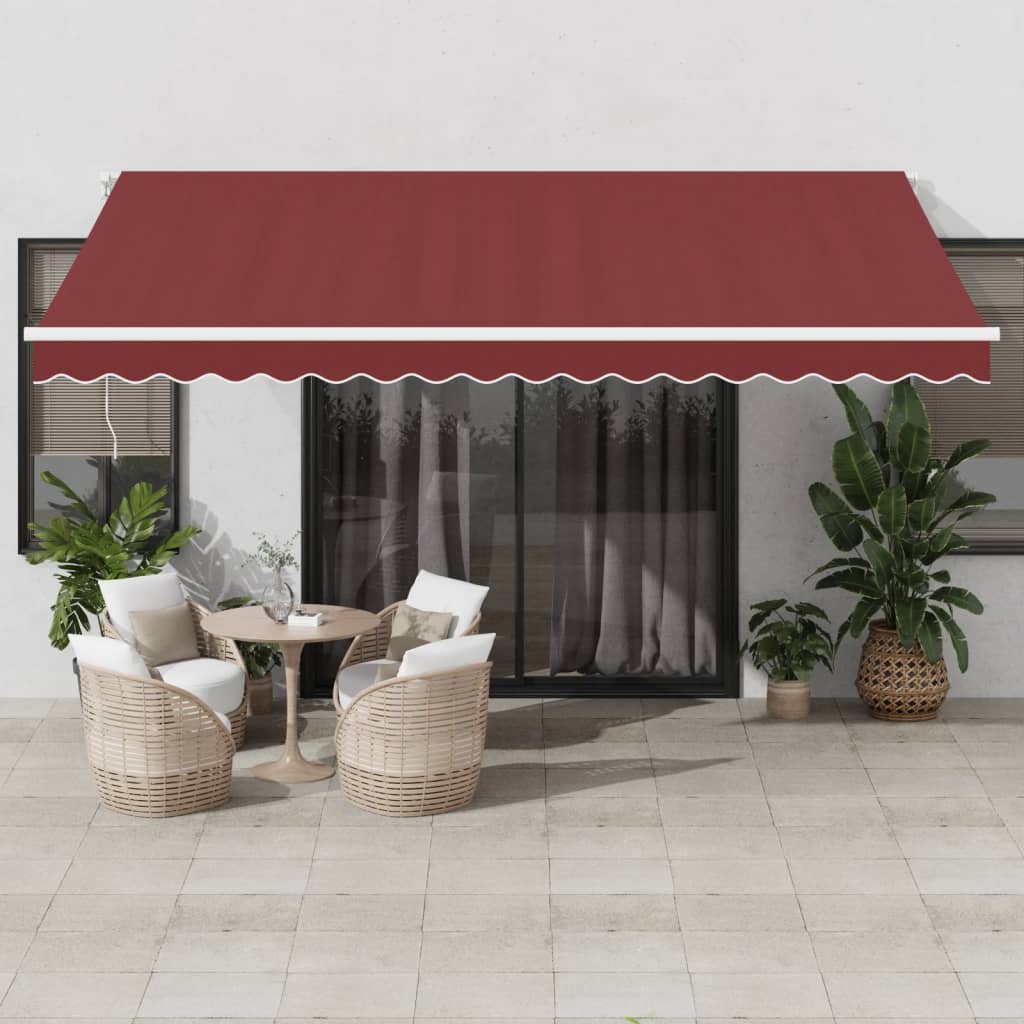 Luifel handmatig uittrekbaar 450x350 cm bordeauxrood is nu te koop bij PeponiXL, paradijselijk wonen!