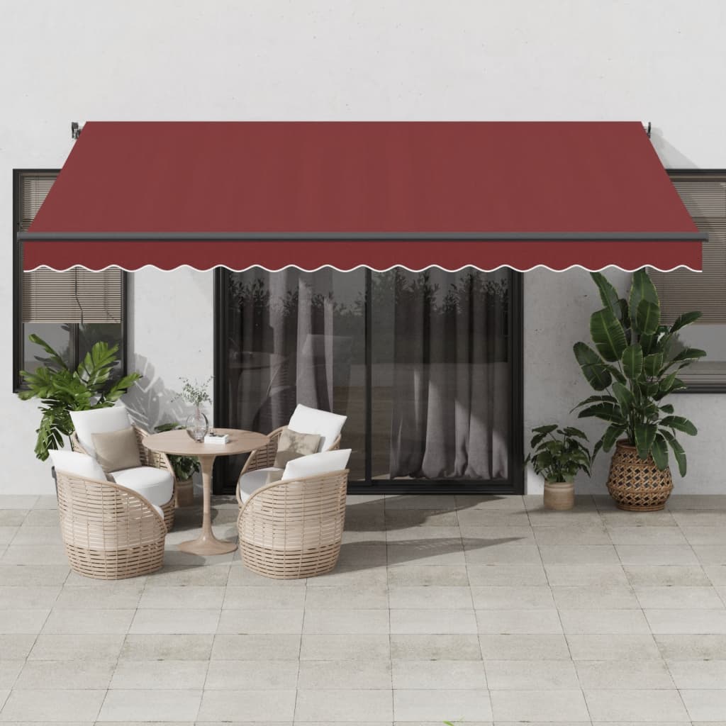 Luifel automatisch uittrekbaar met LED's 450x350 cm bordeaux is nu te koop bij PeponiXL, paradijselijk wonen!