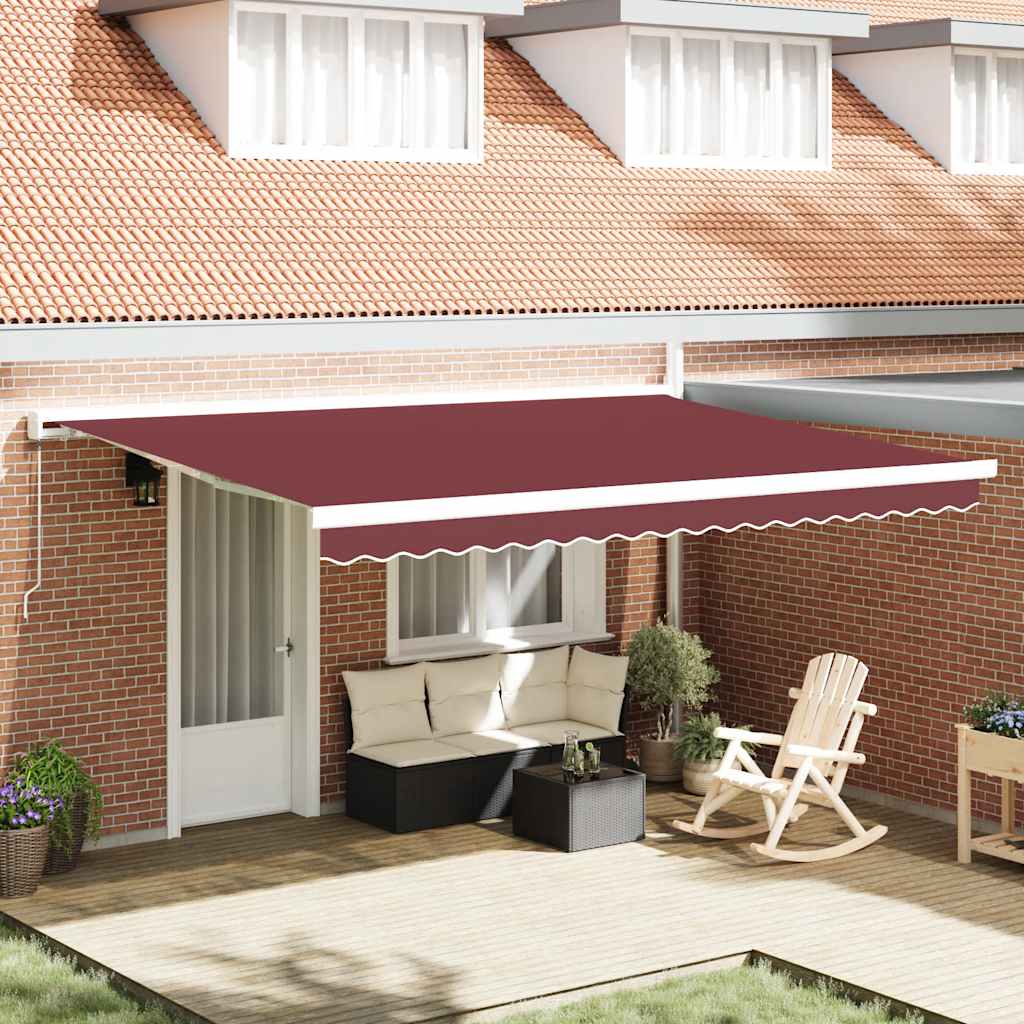 Luifel handmatig uittrekbaar 450x300 cm bordeauxrood is nu te koop bij PeponiXL, paradijselijk wonen!