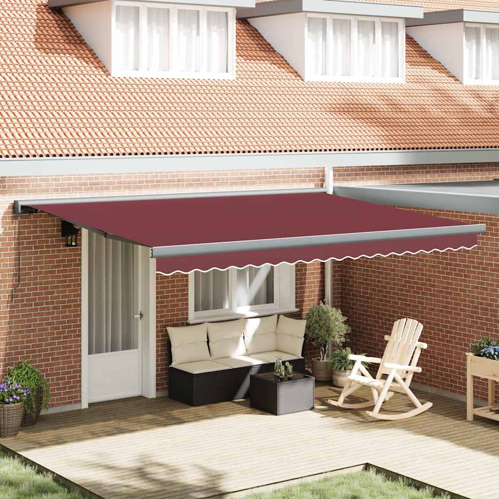 Luifel handmatig uittrekbaar 450x300 cm bordeauxrood is nu te koop bij PeponiXL, paradijselijk wonen!