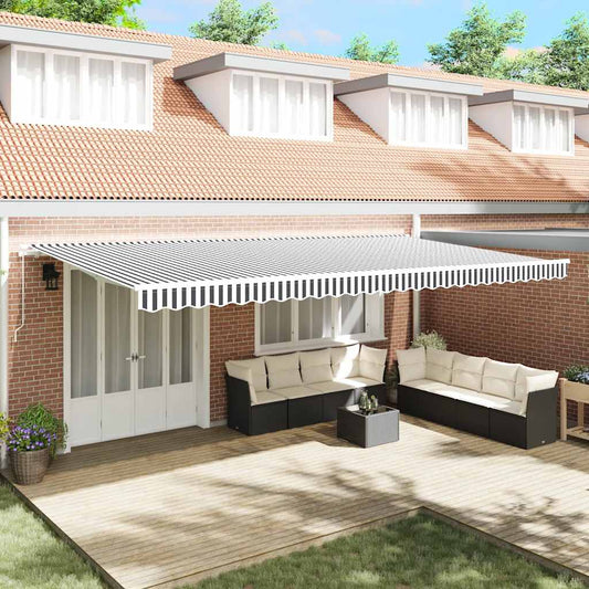 Luifel handmatig uittrekbaar 600x300 cm antraciet en wit is nu te koop bij PeponiXL, paradijselijk wonen!
