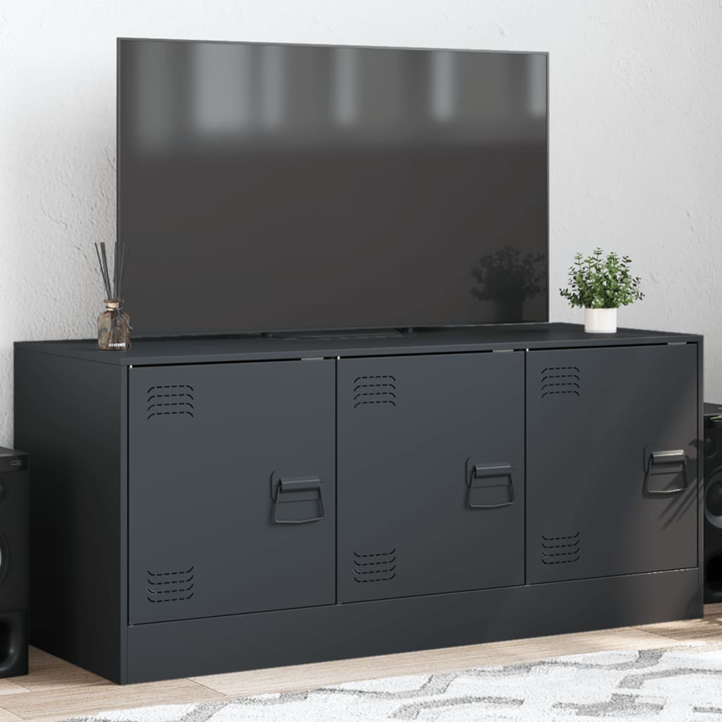 Tv-meubel 99x39x44 cm staal antracietkleurig is nu te koop bij PeponiXL, paradijselijk wonen!