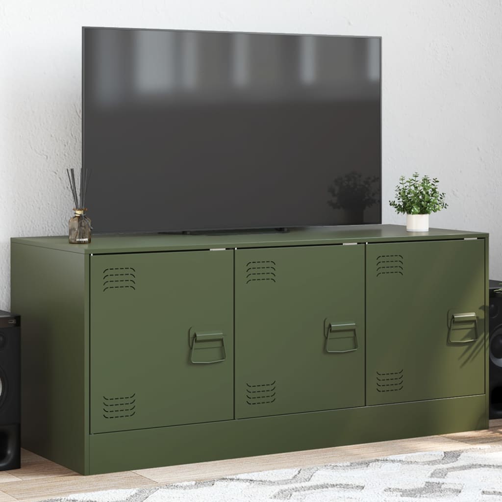 Tv-meubel 99x39x44 cm staal olijfgroen is nu te koop bij PeponiXL, paradijselijk wonen!