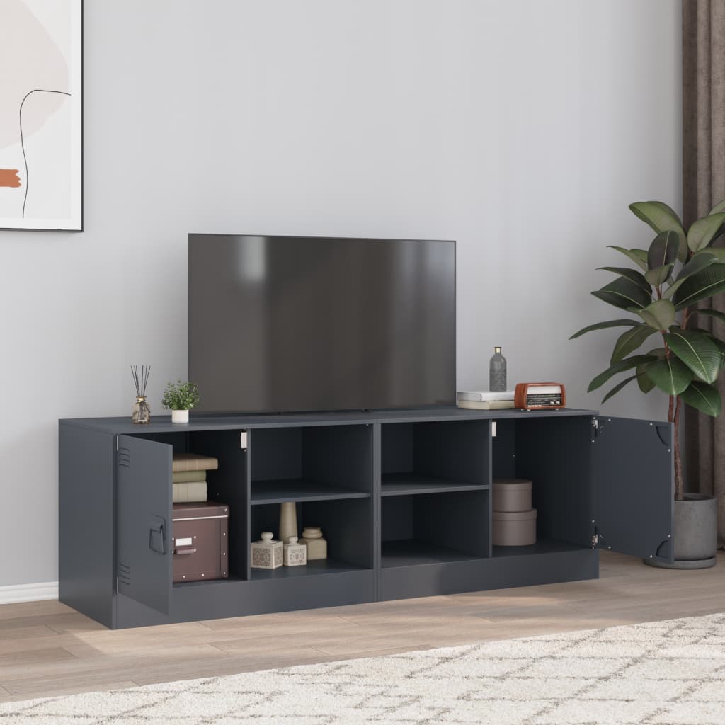 Tv-meubelen 2 st 67x39x44 cm staal antracietkleurig is nu te koop bij PeponiXL, paradijselijk wonen!