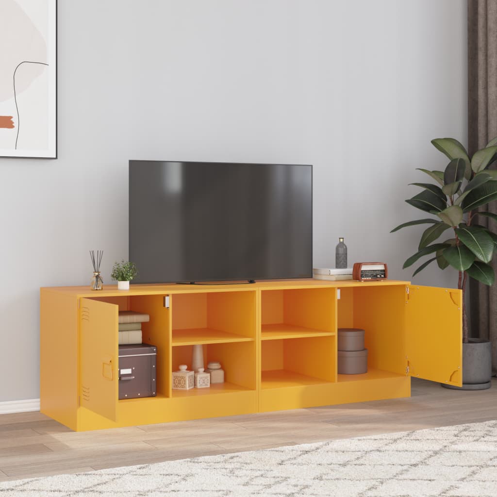 Tv-meubelen 2 st 67x39x44 cm staal mosterdgeel is nu te koop bij PeponiXL, paradijselijk wonen!
