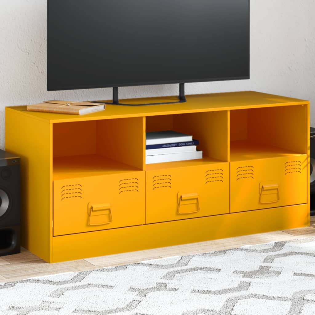 Tv-meubel 99x39x44 cm staal mosterdgeel is nu te koop bij PeponiXL, paradijselijk wonen!
