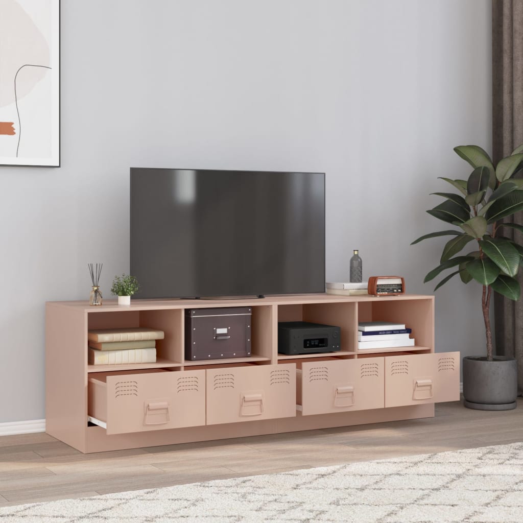 Tv-meubelen 2 st 67x39x44 cm staal roze is nu te koop bij PeponiXL, paradijselijk wonen!