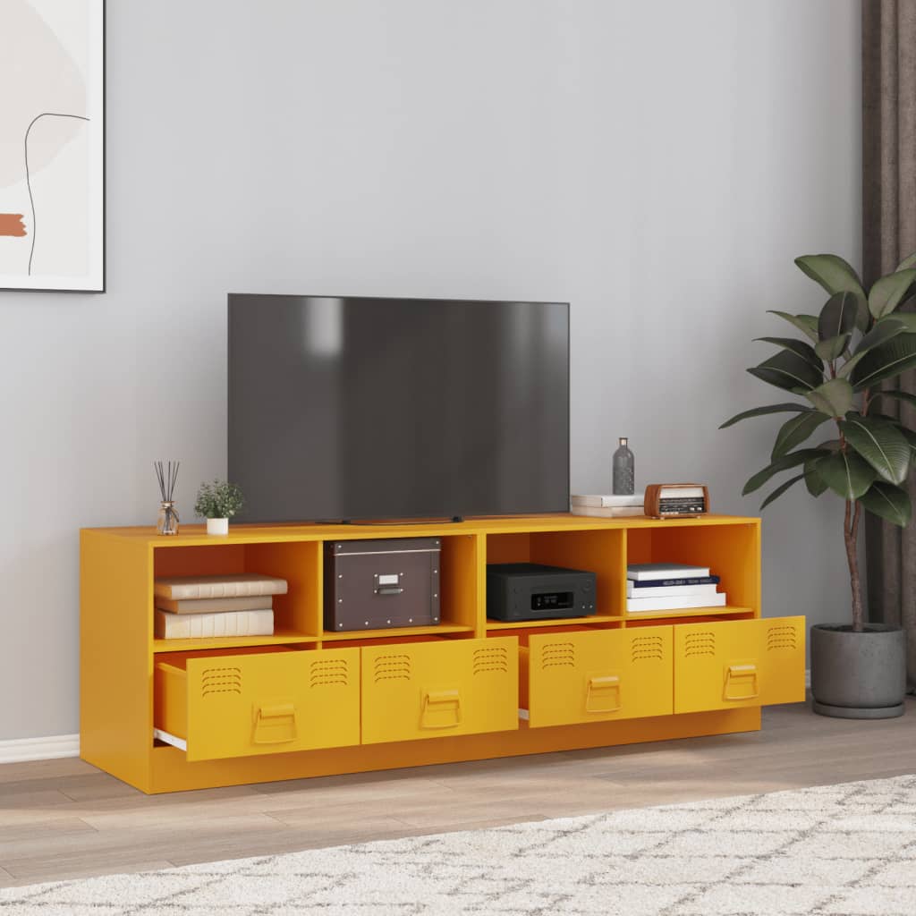 Tv-meubelen 2 st 67x39x44 cm staal mosterdgeel is nu te koop bij PeponiXL, paradijselijk wonen!