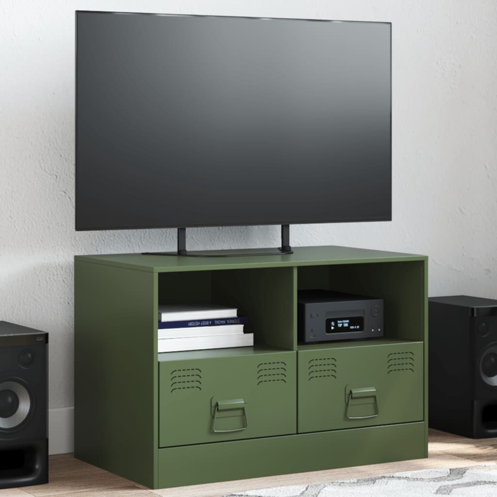 Tv-meubel 67x39x44 cm staal olijfgroen is nu te koop bij PeponiXL, paradijselijk wonen!