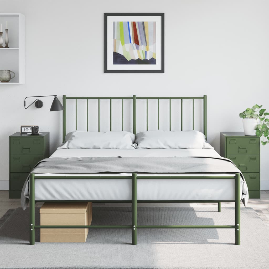 Nachtkastjes 2 st 34,5x39x62 cm staal olijfgroen is nu te koop bij PeponiXL, paradijselijk wonen!