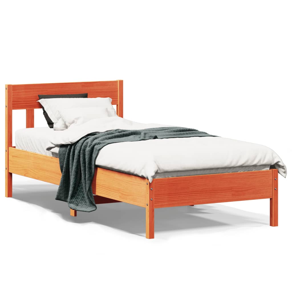 Bedframe zonder matras massief grenenhout wasbruin 90x200 cm is nu te koop bij PeponiXL, paradijselijk wonen!