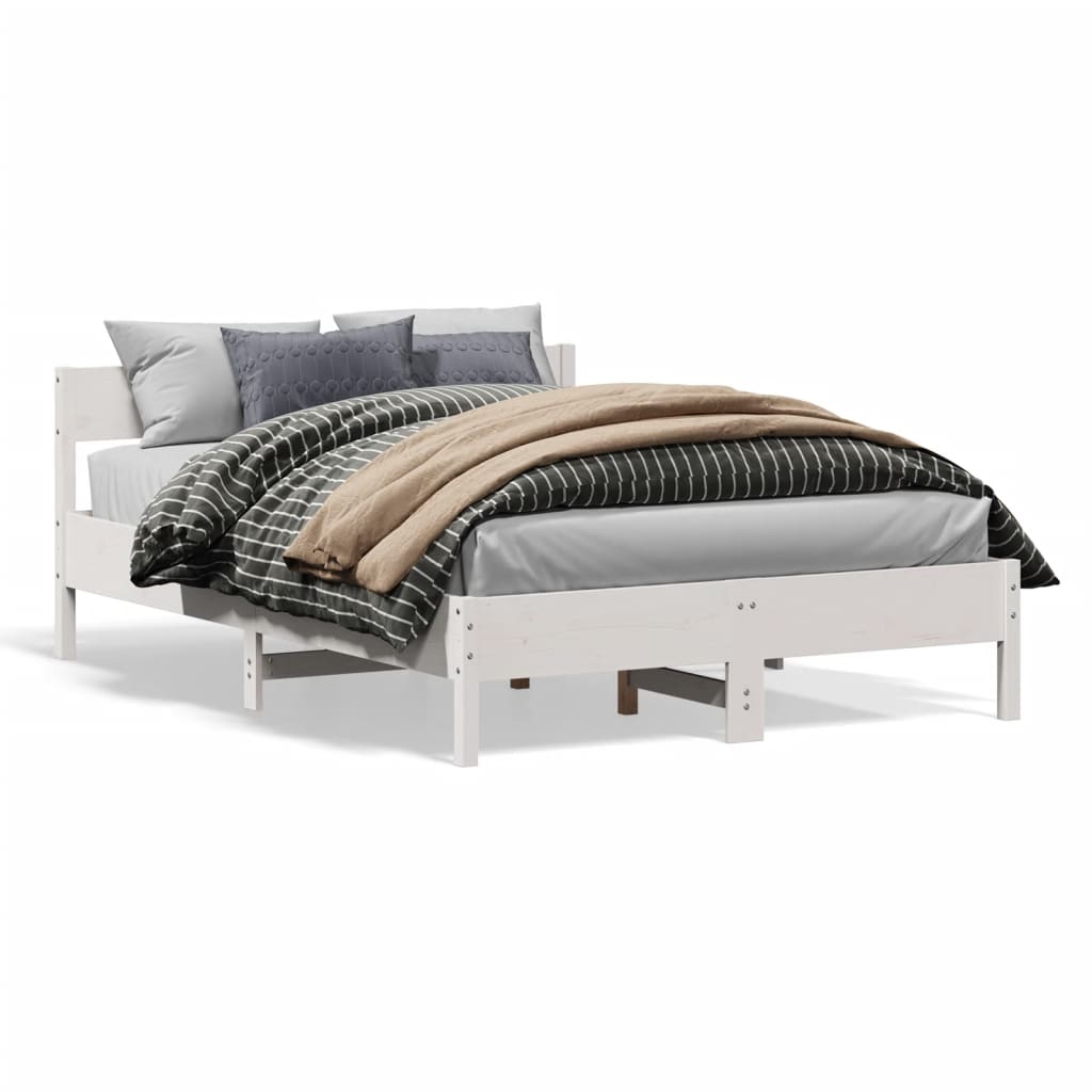 Bedframe zonder matras massief grenenhout wit 140x190 cm is nu te koop bij PeponiXL, paradijselijk wonen!
