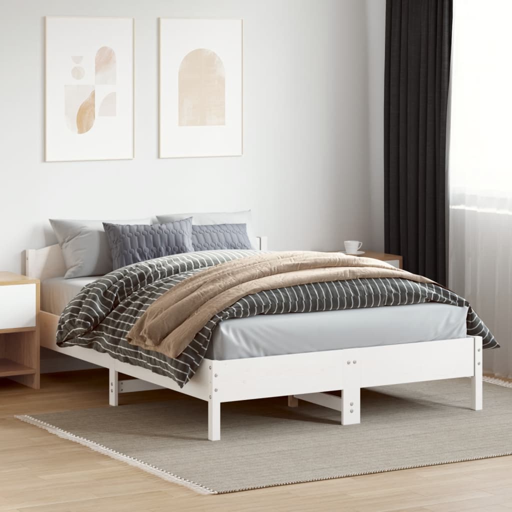 Bedframe zonder matras massief grenenhout wit 150x200 cm is nu te koop bij PeponiXL, paradijselijk wonen!