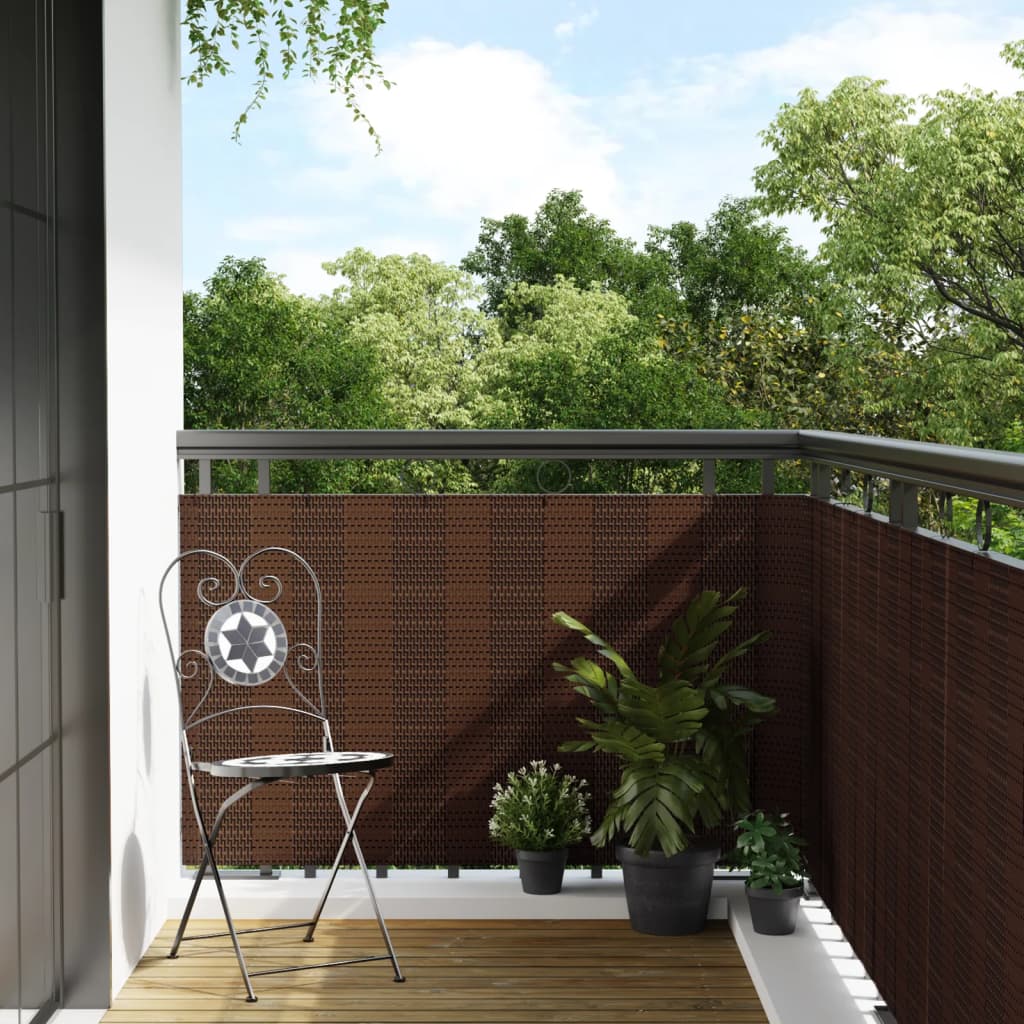 Balkonscherm 300x100 cm poly rattan bruin en zwart is nu te koop bij PeponiXL, paradijselijk wonen!