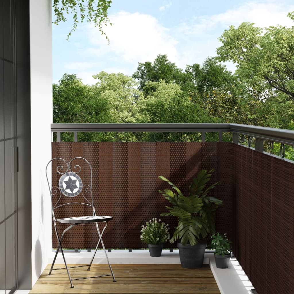 Balkonscherm 500x100 cm poly rattan bruin en zwart is nu te koop bij PeponiXL, paradijselijk wonen!