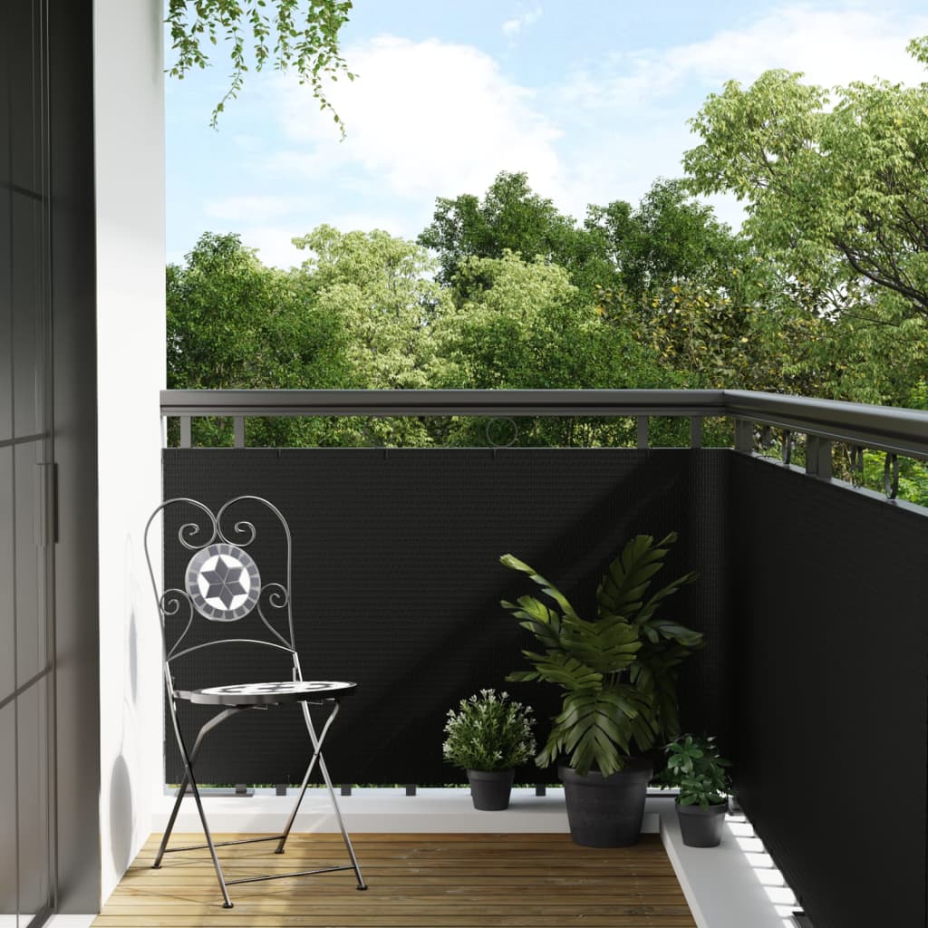 Balkonscherm 1000x90 cm poly rattan zwart is nu te koop bij PeponiXL, paradijselijk wonen!