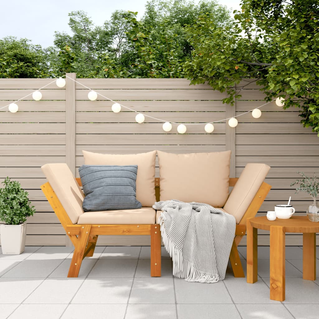Tuinbank met kussens 2-in-1 massief acaciahout is nu te koop bij PeponiXL, paradijselijk wonen!