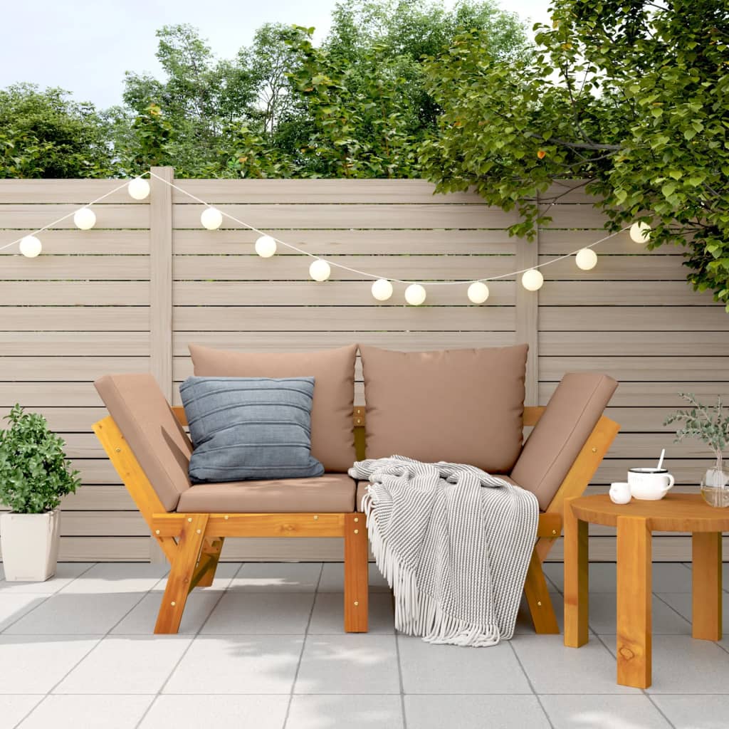 Tuinbank met kussens 2-in-1 massief acaciahout is nu te koop bij PeponiXL, paradijselijk wonen!