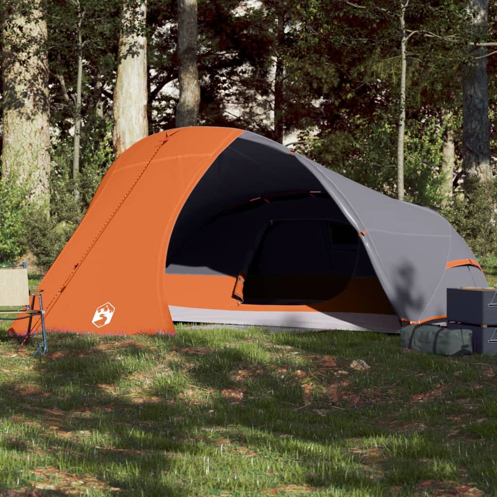 Koepeltent 4-persoons waterdicht grijs en oranje is nu te koop bij PeponiXL, paradijselijk wonen!