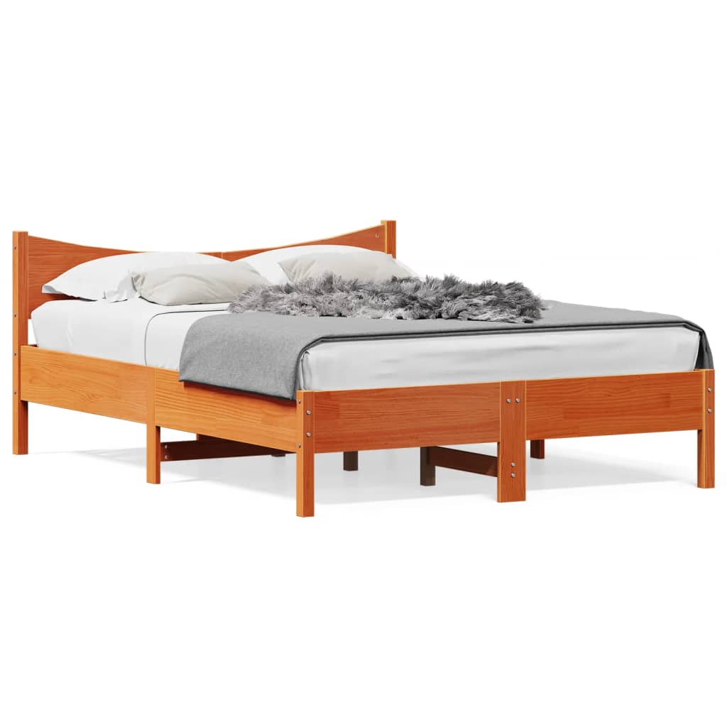 Bed met matras massief grenenhout wasbruin 140x190 cm is nu te koop bij PeponiXL, paradijselijk wonen!