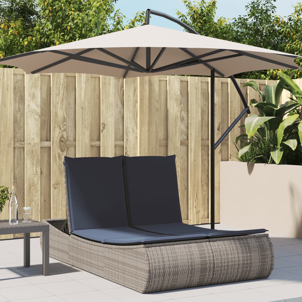 Ligbed 2-persoons met kussens poly rattan grijs is nu te koop bij PeponiXL, paradijselijk wonen!
