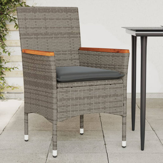 Tuinstoelen 2 st met kussens poly rattan grijs is nu te koop bij PeponiXL, paradijselijk wonen!