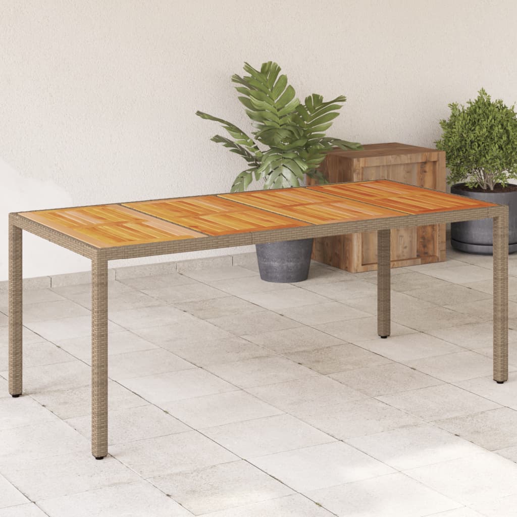 Tuintafel 190x90x75 cm poly rattan en acaciahout beige is nu te koop bij PeponiXL, paradijselijk wonen!