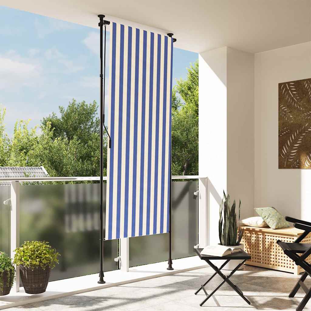 Rolgordijn voor buiten 100x270 cm stof en staal blauw en wit is nu te koop bij PeponiXL, paradijselijk wonen!
