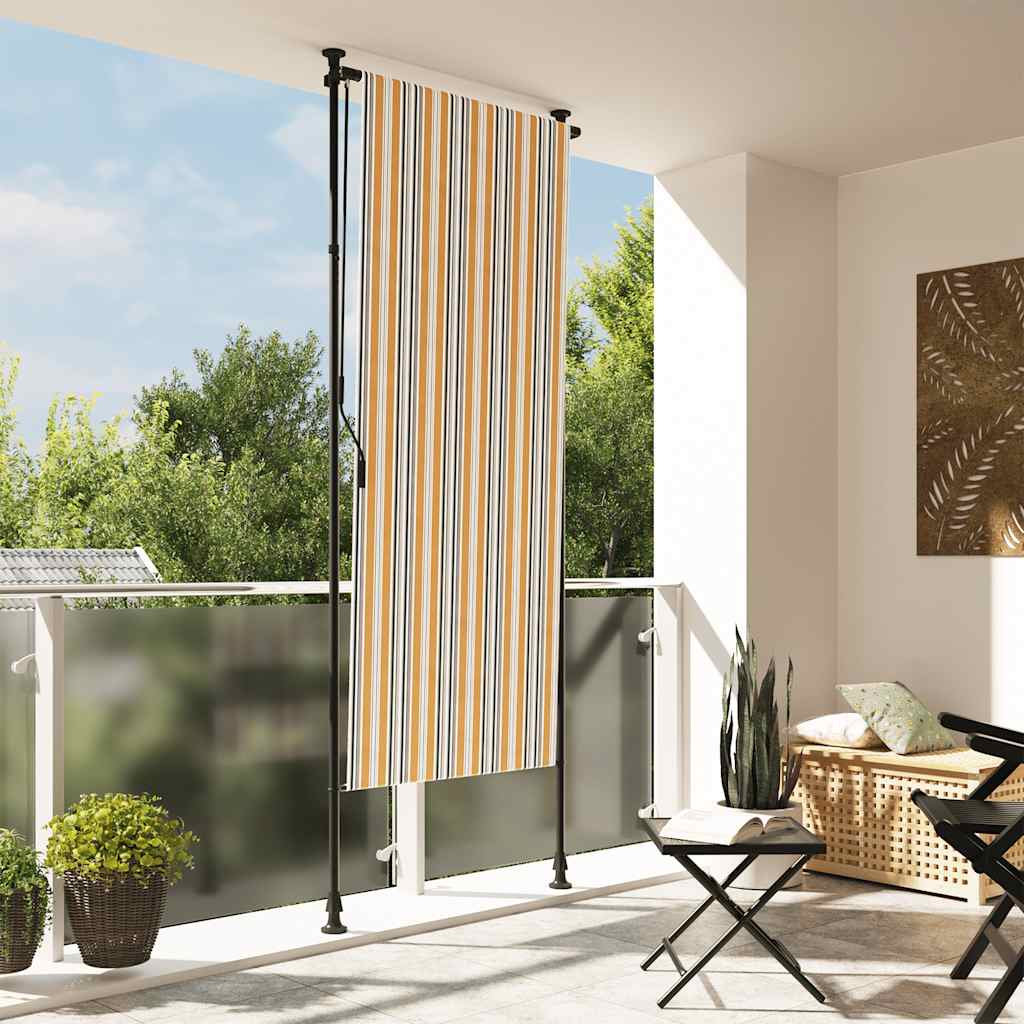 Rolgordijn voor buiten 120x270 cm stof en staal geel en wit is nu te koop bij PeponiXL, paradijselijk wonen!