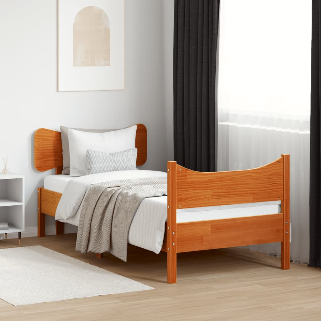 Bedframe zonder matras massief grenenhout wasbruin 90x190 cm is nu te koop bij PeponiXL, paradijselijk wonen!