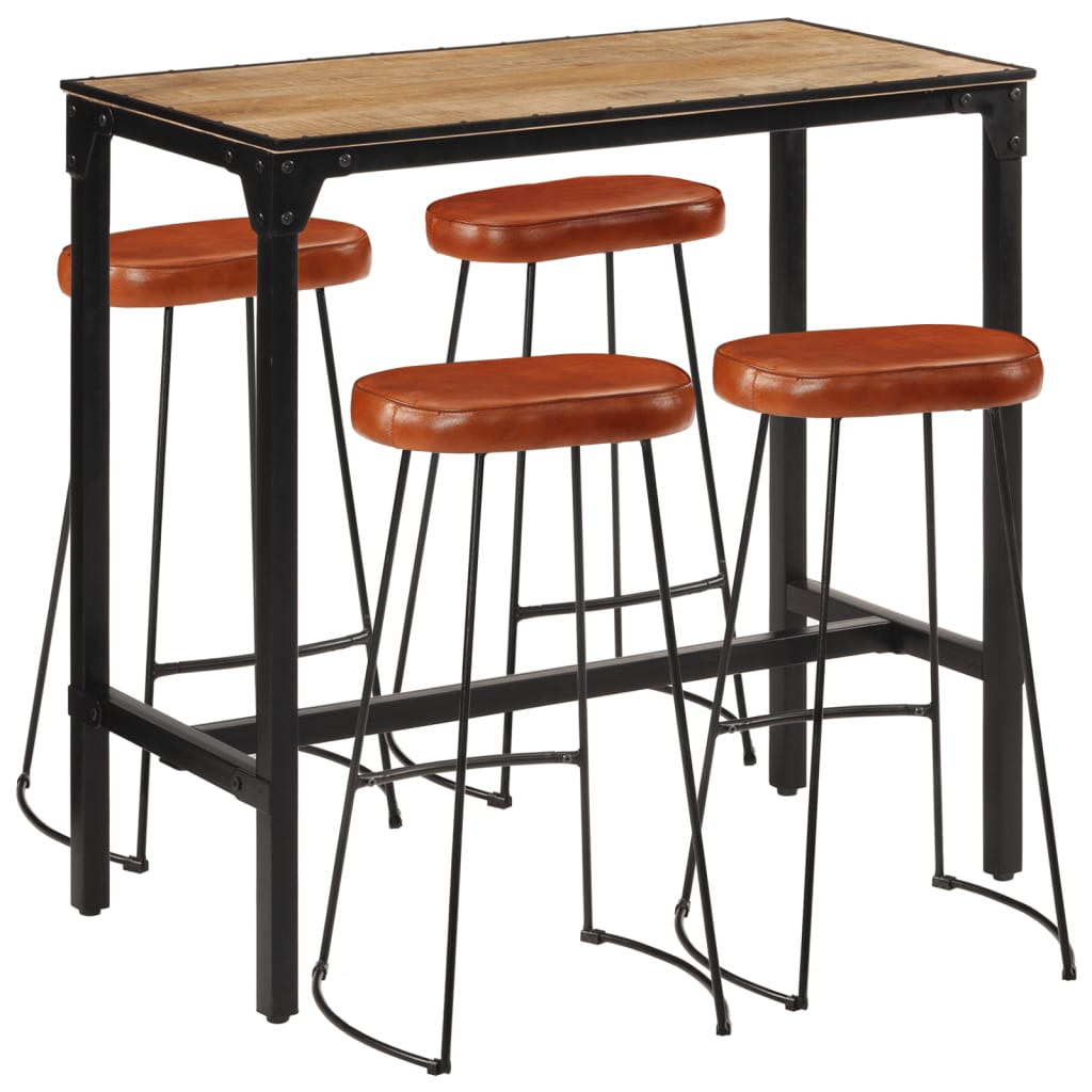 5-delige Barset massief ruw mangohout en metaal is nu te koop bij PeponiXL, paradijselijk wonen!