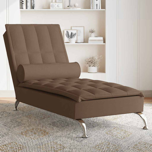 Massage chaise longue met bolster stof bruin is nu te koop bij PeponiXL, paradijselijk wonen!