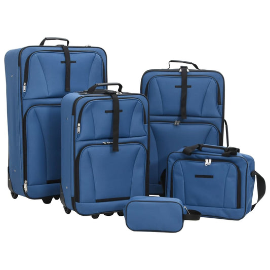 5-delige Kofferset stof blauw is nu te koop bij PeponiXL, paradijselijk wonen!