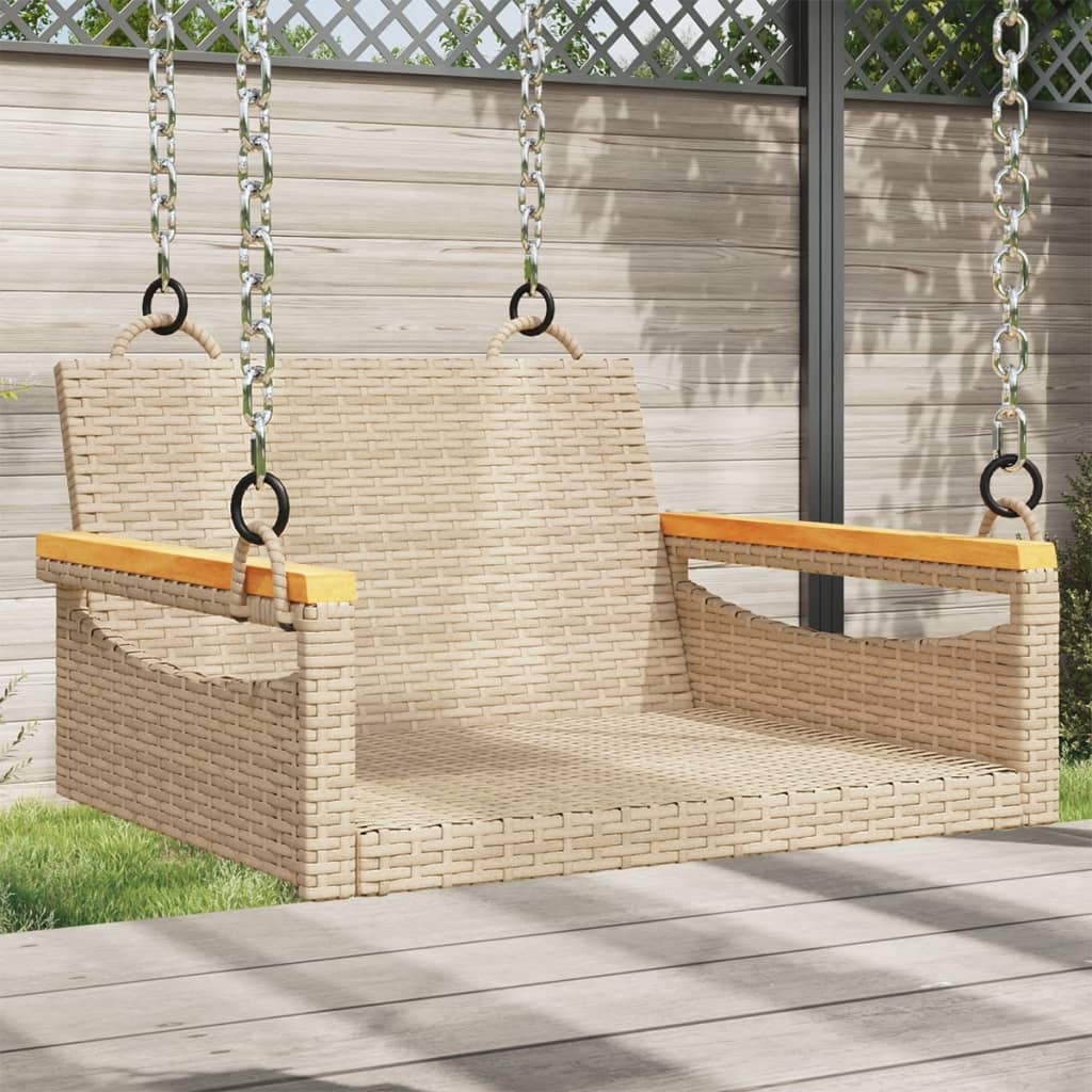 Schommelbank 63x62x40 cm poly rattan beige is nu te koop bij PeponiXL, paradijselijk wonen!