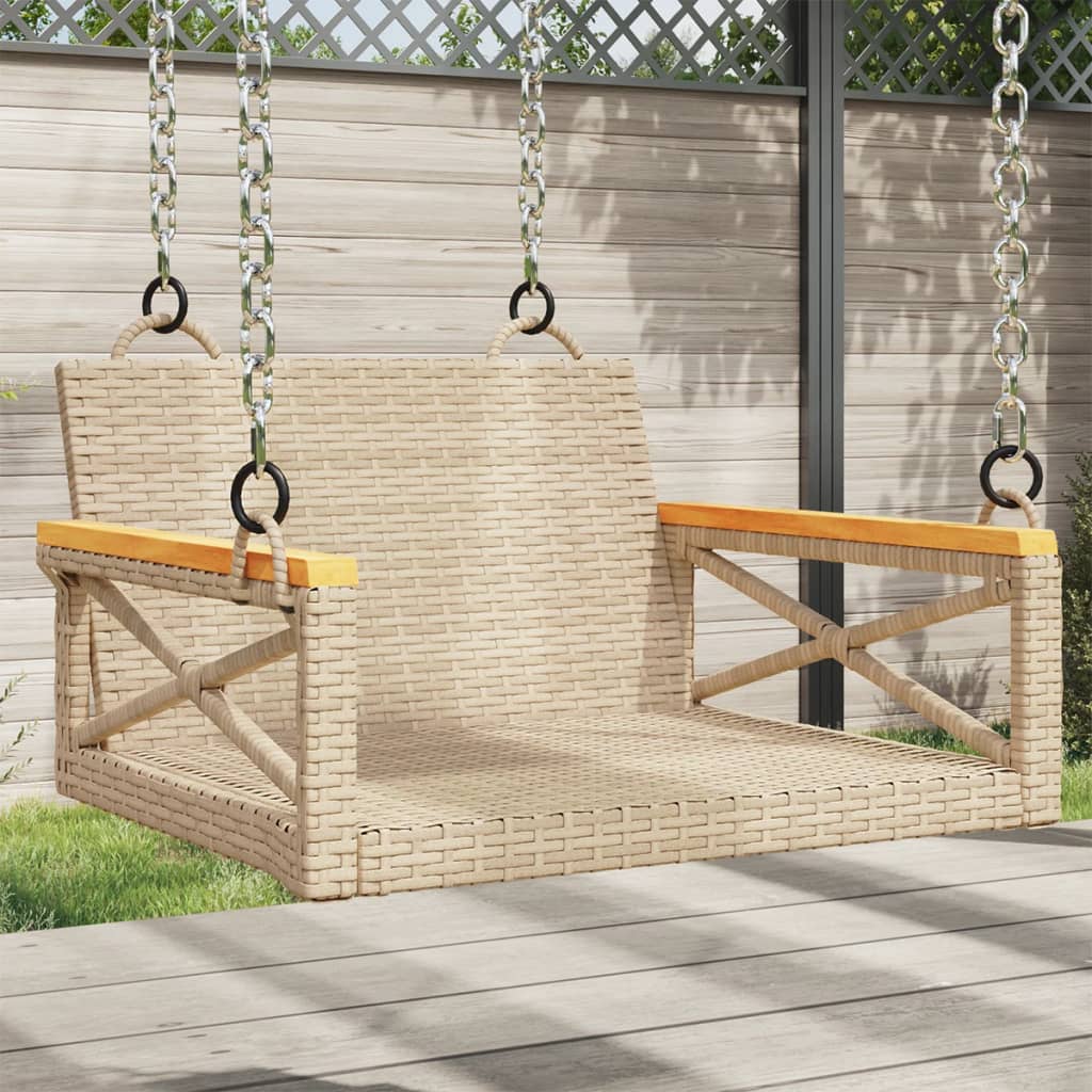 Schommelbank 63x62x40 cm poly rattan beige is nu te koop bij PeponiXL, paradijselijk wonen!