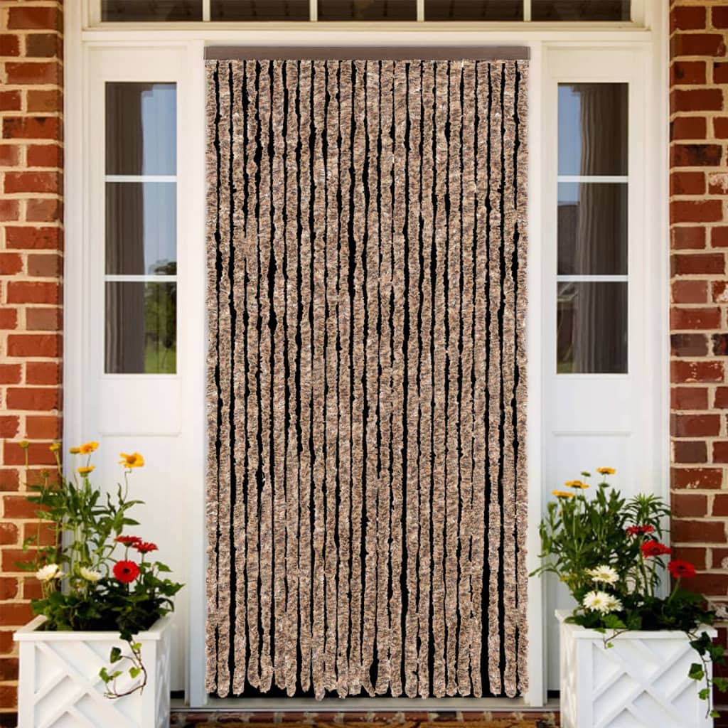 Vliegengordijn 100x230 cm chenille beige en donkerbruin is nu te koop bij PeponiXL, paradijselijk wonen!