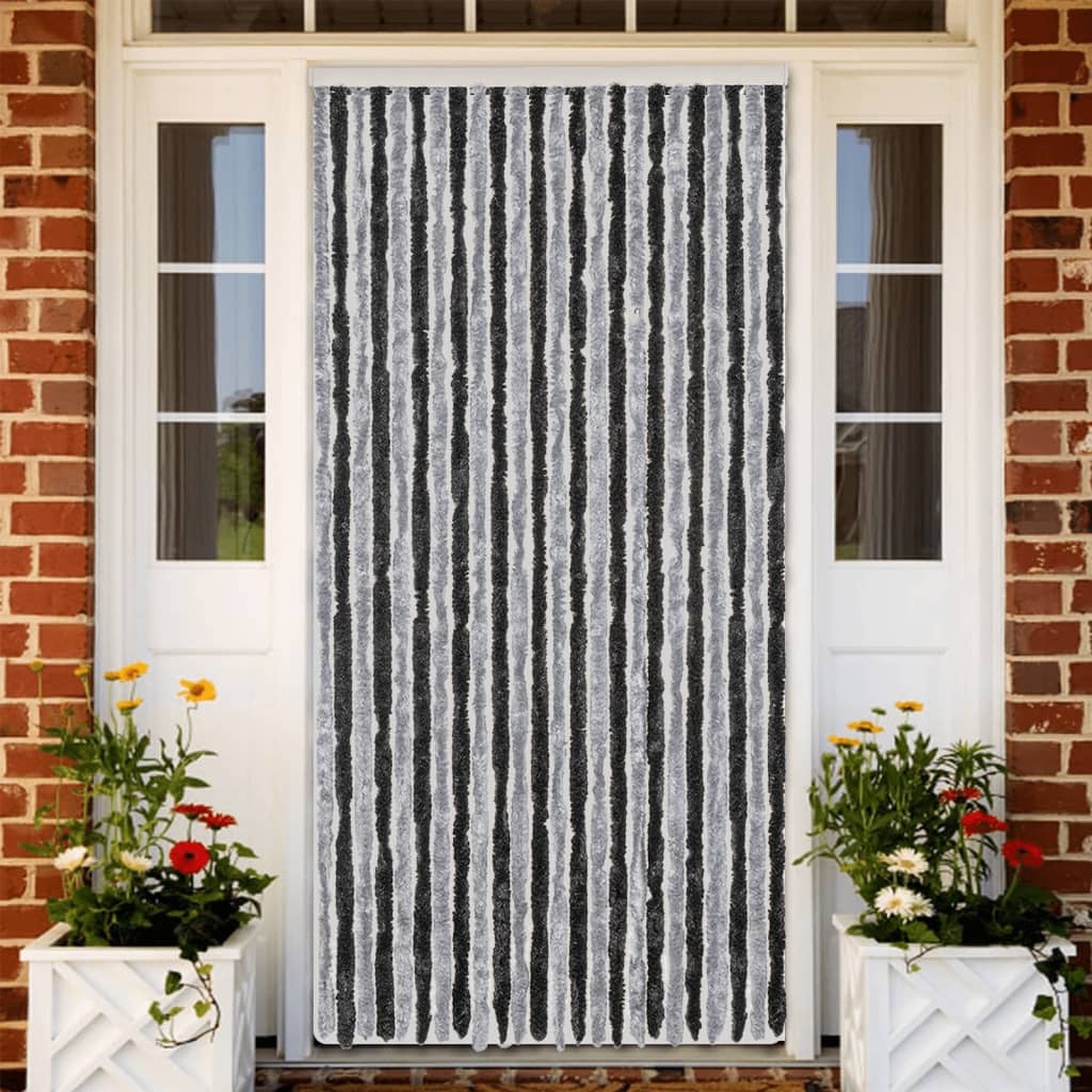 Vliegengordijn 100x220 cm chenille grijs en zwart is nu te koop bij PeponiXL, paradijselijk wonen!