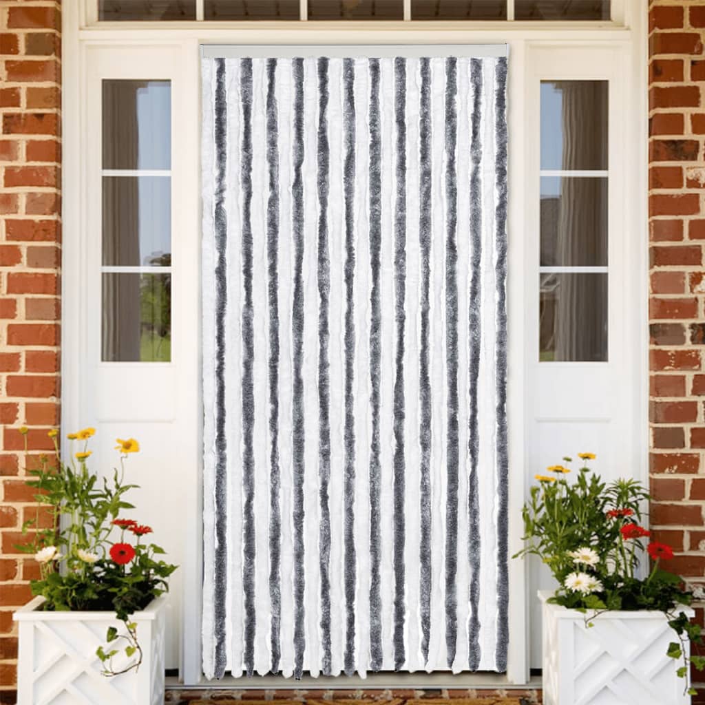 Vliegengordijn 100x200 cm chenille grijs en wit is nu te koop bij PeponiXL, paradijselijk wonen!