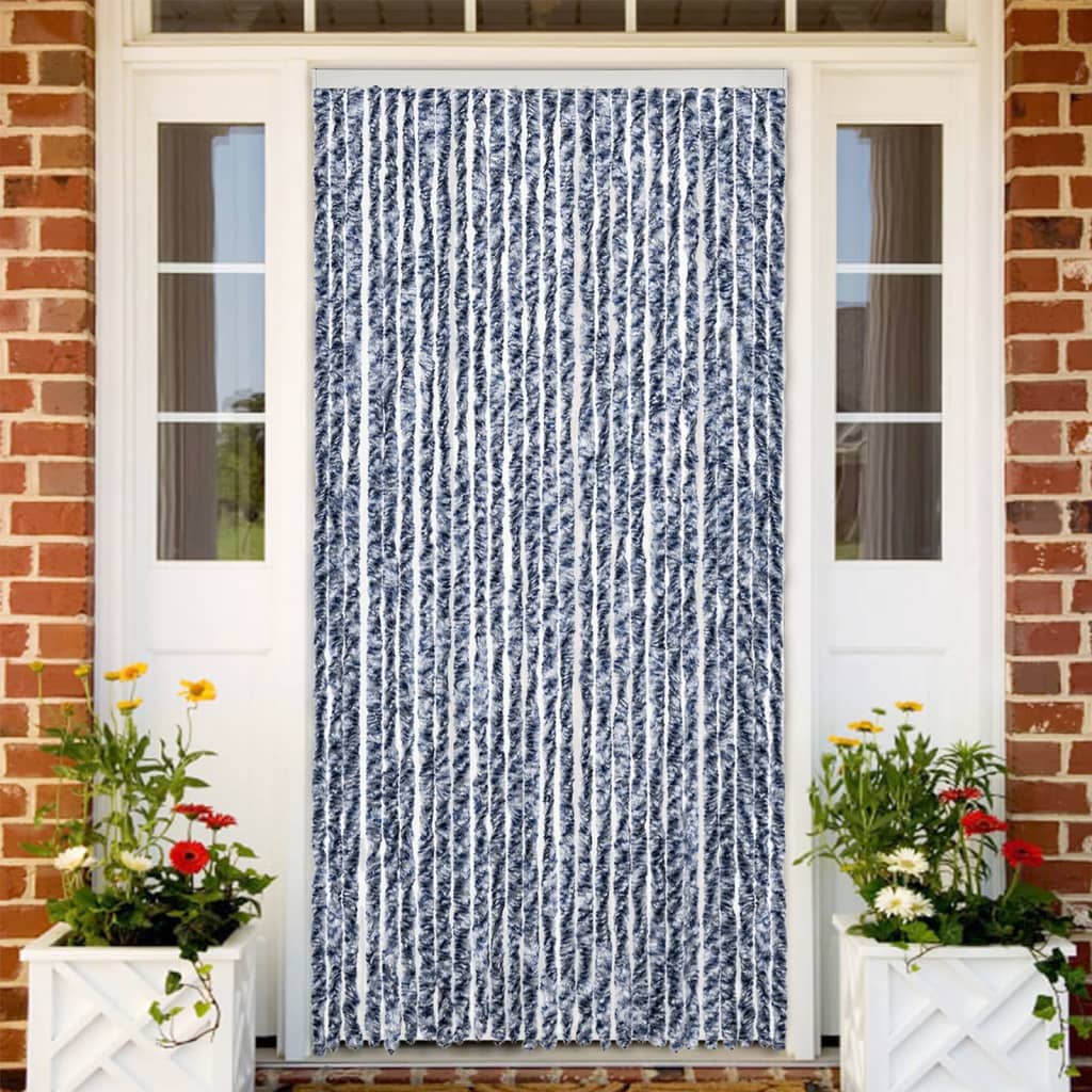Vliegengordijn 100x200 cm chenille blauw en wit is nu te koop bij PeponiXL, paradijselijk wonen!