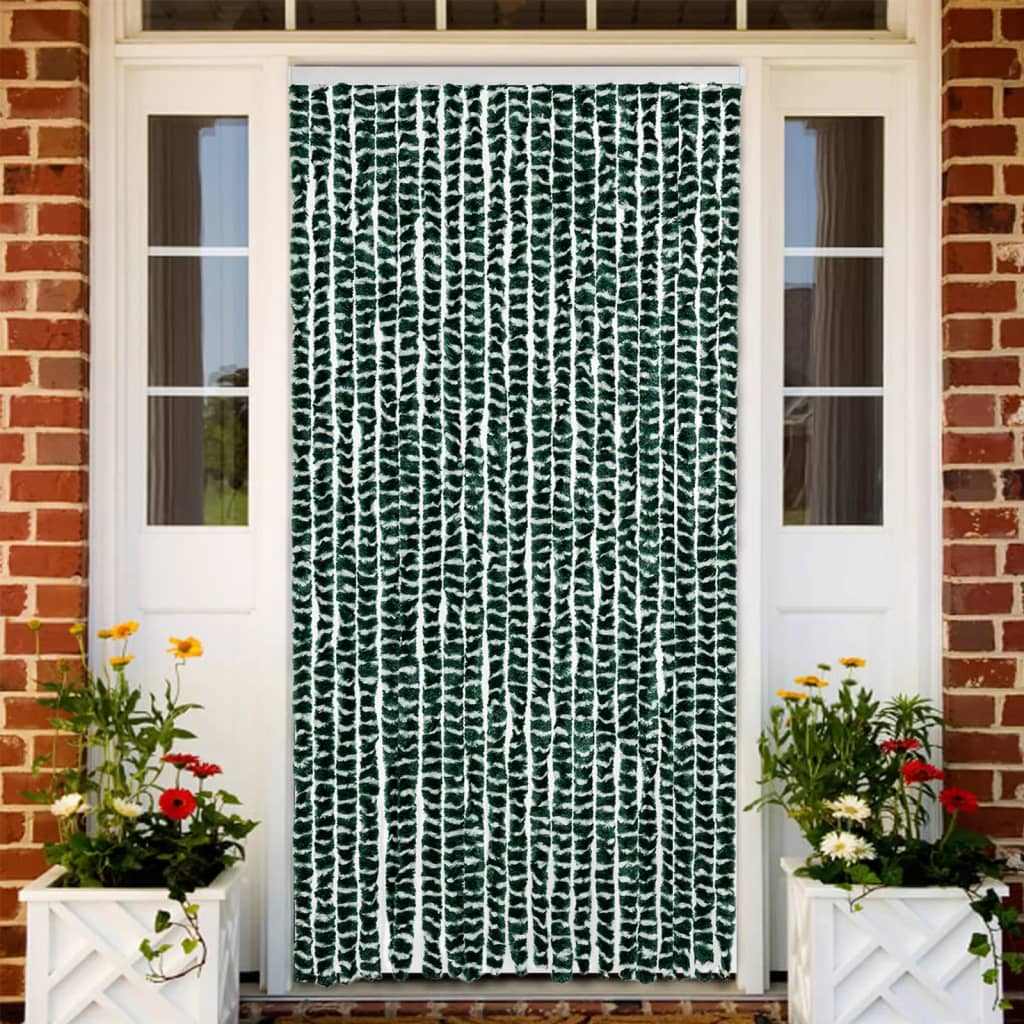 Vliegengordijn 90x200 cm chenille groen en wit is nu te koop bij PeponiXL, paradijselijk wonen!
