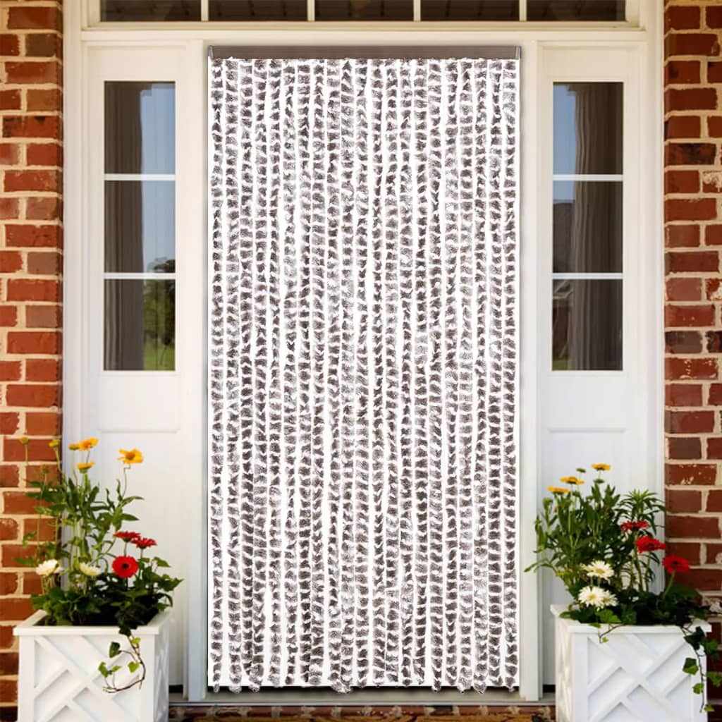 Vliegengordijn 90x200 cm chenille taupe en wit is nu te koop bij PeponiXL, paradijselijk wonen!