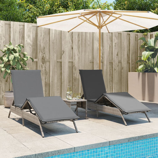 Ligbedden 2 st met tafel poly rattan grijs is nu te koop bij PeponiXL, paradijselijk wonen!