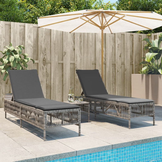 Ligbedden 2 st met tafel poly rattan grijs is nu te koop bij PeponiXL, paradijselijk wonen!