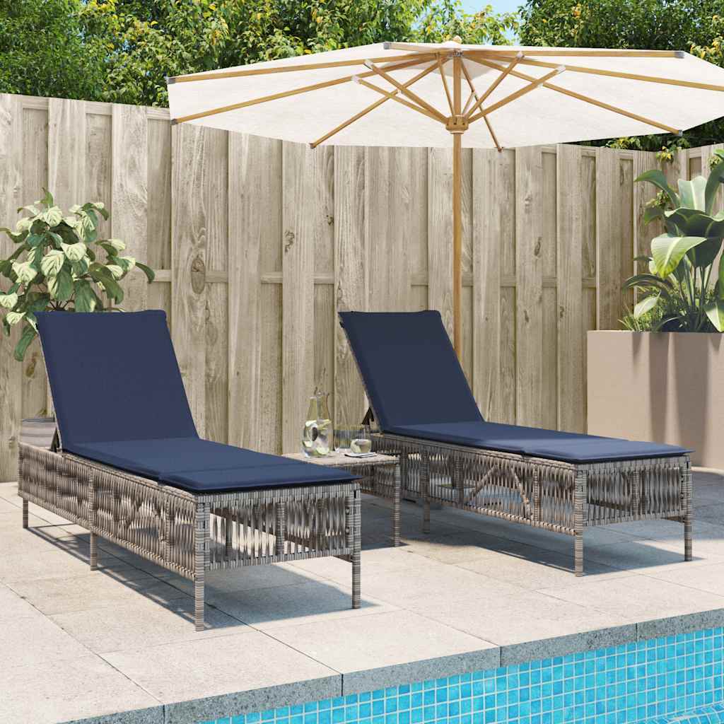Ligstoelen 2 stuks met tafel Grijs Poly Rotan is nu te koop bij PeponiXL, paradijselijk wonen!
