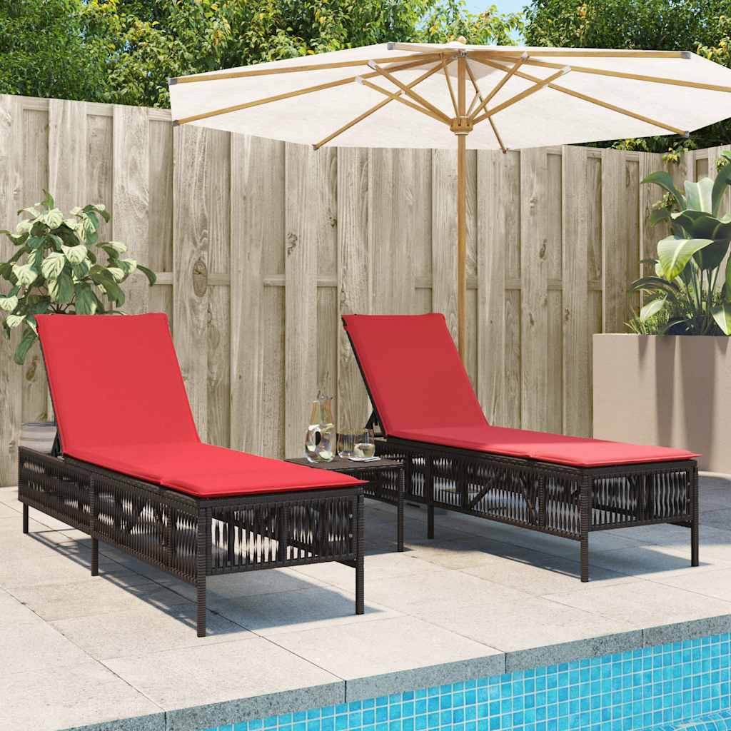 Ligstoelen 2 stuks met tafel Bruin Poly Rotan is nu te koop bij PeponiXL, paradijselijk wonen!