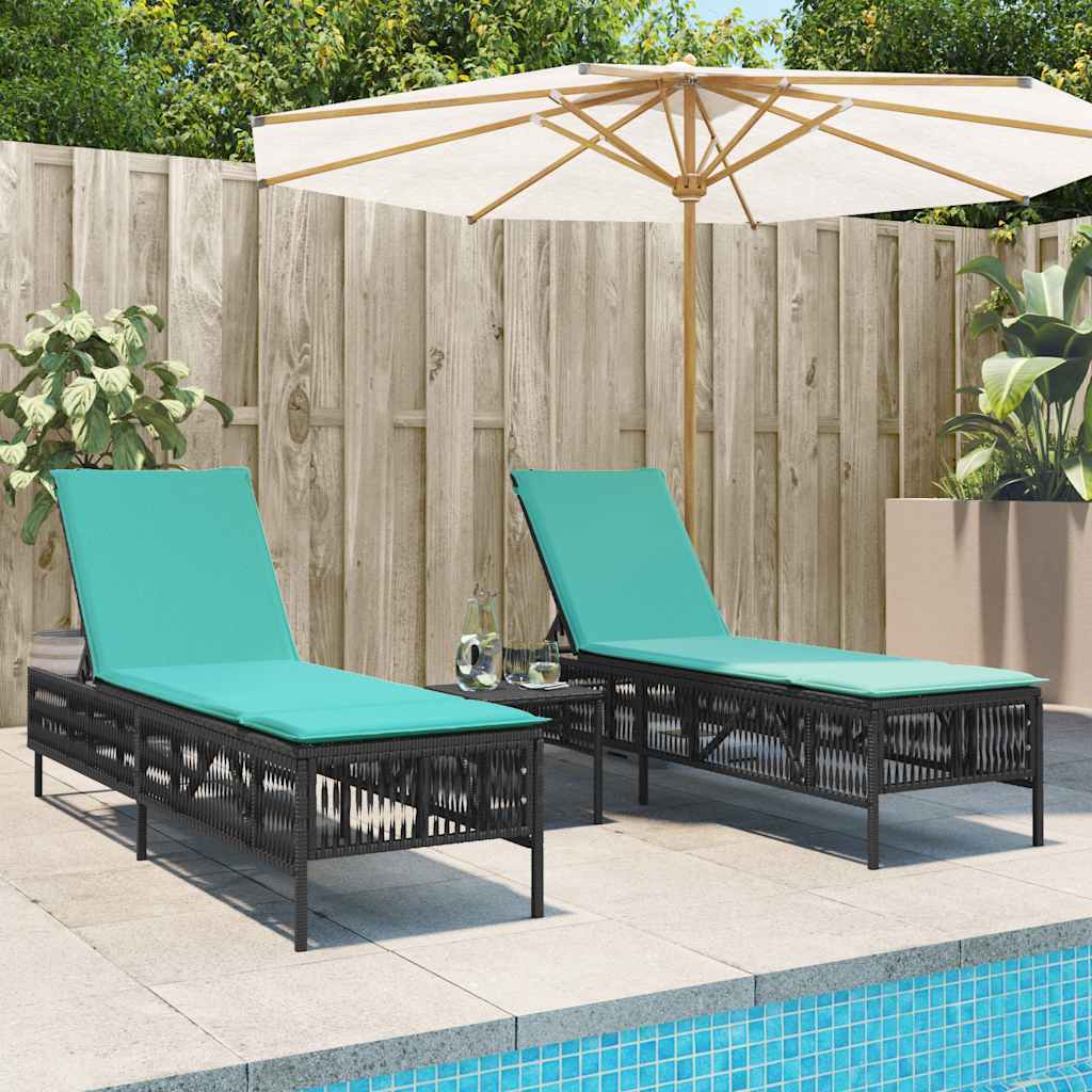 Ligstoelen 2 stuks met tafel Zwart Poly Rotan is nu te koop bij PeponiXL, paradijselijk wonen!